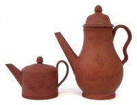 Lot 134 - Staffordshire red ware coffee pot and teapot circa 1760