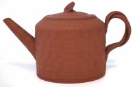 Lot 135 - Red ware teapot circa 1760, with engine turned