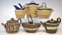 Lot 139 - Dry bodied stoneware three piece teaset possibly
