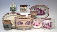 Lot 145 - Collection of pink lustre ware, to include a