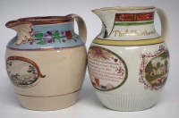 Lot 148 - Two early 19th century named jugs, one painted
