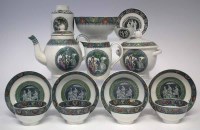 Lot 150 - Pearlware teaservice, printed with figures