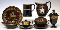 Lot 153 - Group of bronzed and gilded earthenware, to