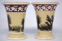 Lot 154 - Pair of Spode Mocha ware vases,   with seaweed