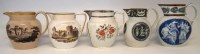 Lot 161 - Five early 19th century jugs, three printed with