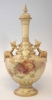 Lot 215 - Royal Worcester twin handles lidded vase