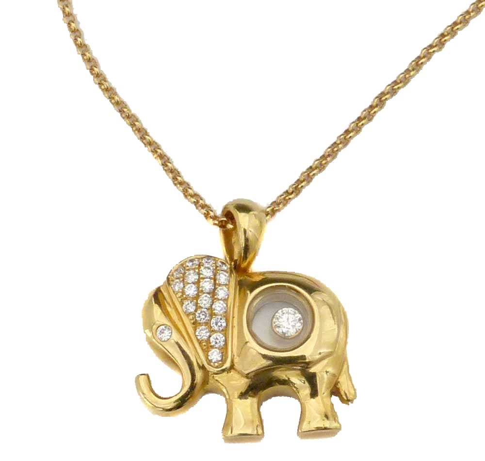 Lot 360 - An 18ct gold Chopard Happy Diamonds Elephant pendant