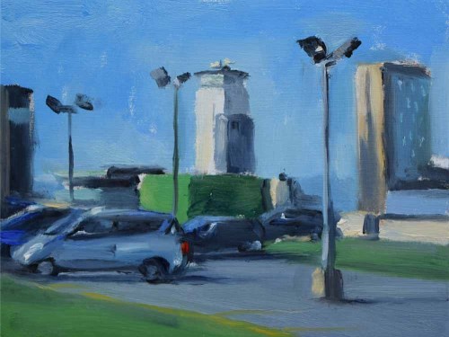 453 - Liam Spencer, Lowry Car Park, oil.