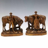 Lot 12 - Dairy maid and farmer figures