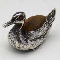 Lot 15 - Silver duck pin cushion