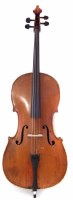 Lot 49 - German cello C.1880 labelled A Tuned W. M. Hawes