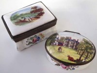 Lot 118 - Two enamel boxes decorated with landscapes.