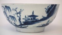 Lot 125 - Worcester bowl circa 1760, painted with landslip