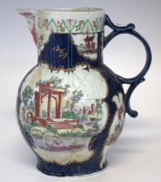 Lot 127 - Worcester mask jug circa 1765  printed with