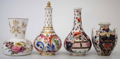 Lot 159 - Two Derby scent bottles and two small vases