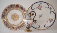 Lot 198 - Sevres plate, painted with flora, also a hard
