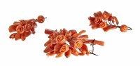 Lot 210 - Victorian coral brooch and drop earring set
