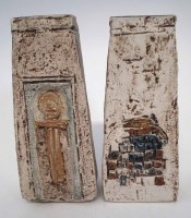 Lot 269 - Two Troika coffin shape vases, painted marks and