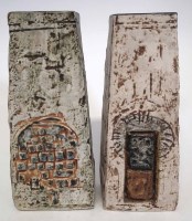 Lot 270 - Two Troika coffin shape vases, painted marks and