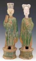 Lot 287 - Pair of Tang style male and female figures.