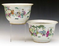 Lot 293 - Pair of Chinese famille rose jardinieres.
