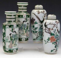 Lot 297 - Pair of Kangxi style famille verte vases and a