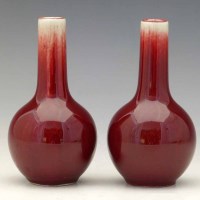 Lot 313 - Pair red Chinese vases