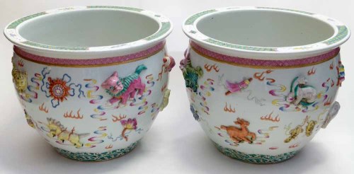 Lot 346 - Pair of late 18th century Chinese fish bowls.