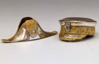 Lot 375 - Two silver novelty pin cushions as hats by S
