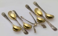 Lot 386 - Six Tiffany & Co Patent 1884 floral coffee spoons