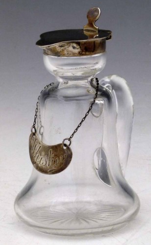 Lot 397 - Silver and glass individual  Whiskey jug with