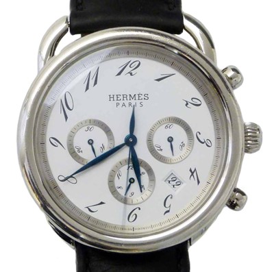 Lot 458 - A Hermès Arceau stainless steel automatic chronograph watch