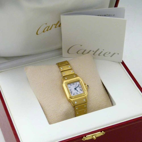 Lot 460 - Cartier yellow gold Santos Carree small automatic