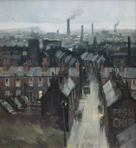 Lot 464 - John Lines, Fish and Chips, oil.