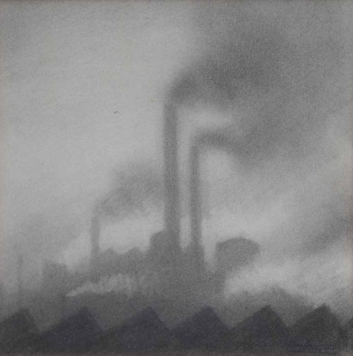 Lot 593 - Trevor Grimshaw, Smoke & Steam - 2, graphite.