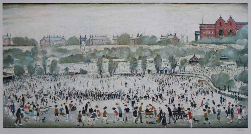 Lot 606 - After L.S. Lowry, Peel Park, signed print.