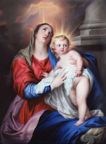 Lot 631 - Henry Pierce Bone, The Virgin and Child, enamel on copper.