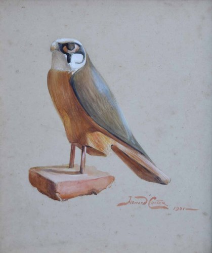 Lot 665 - Howard Carter, Figure of a Horus Falcon, watercolour.