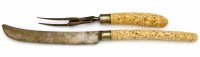 Lot 5 - Large pair of carvers with ivory handles.