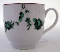 Lot 100 - Bristol coffee cup circa 1775, painted with green