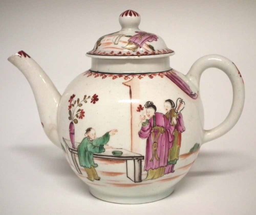 Lot 139 - Lowestoft teapot circa 1780, painted with