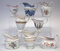 Lot 141 - Eight Newhall creamjugs circa 1800   one painted
