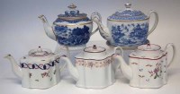Lot 143 - Five Newhall teapots circa 1800, two printed in
