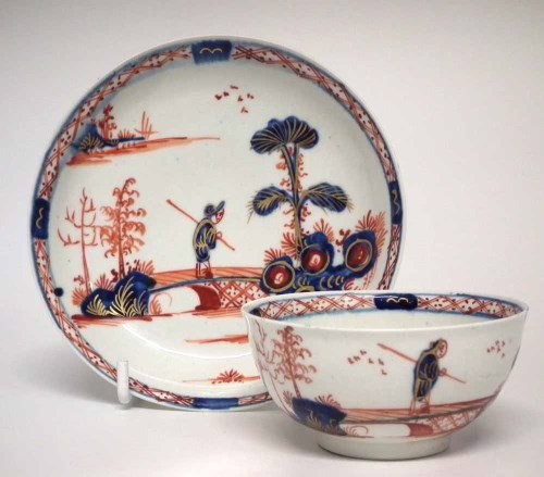 Lot 147 - Vauxhall teabowl and saucer circa 1755, painted