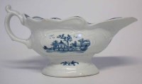 Lot 150 - Worcester sauceboat circa 1760, painted with the