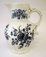 Lot 160 - Large Worcester mask jug circa 1770, printed with