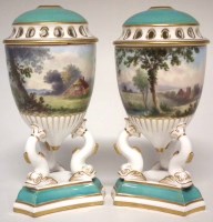 Lot 215 - Pair of Davenport lidded vases.