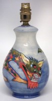 Lot 278 - Moorcroft lampbase, decorated with Dragon pattern