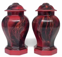 Lot 305 - Pair of Royal Doulton flambe octagonal vase