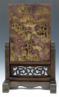 Lot 321 - Chinese carved soapstone table screen.